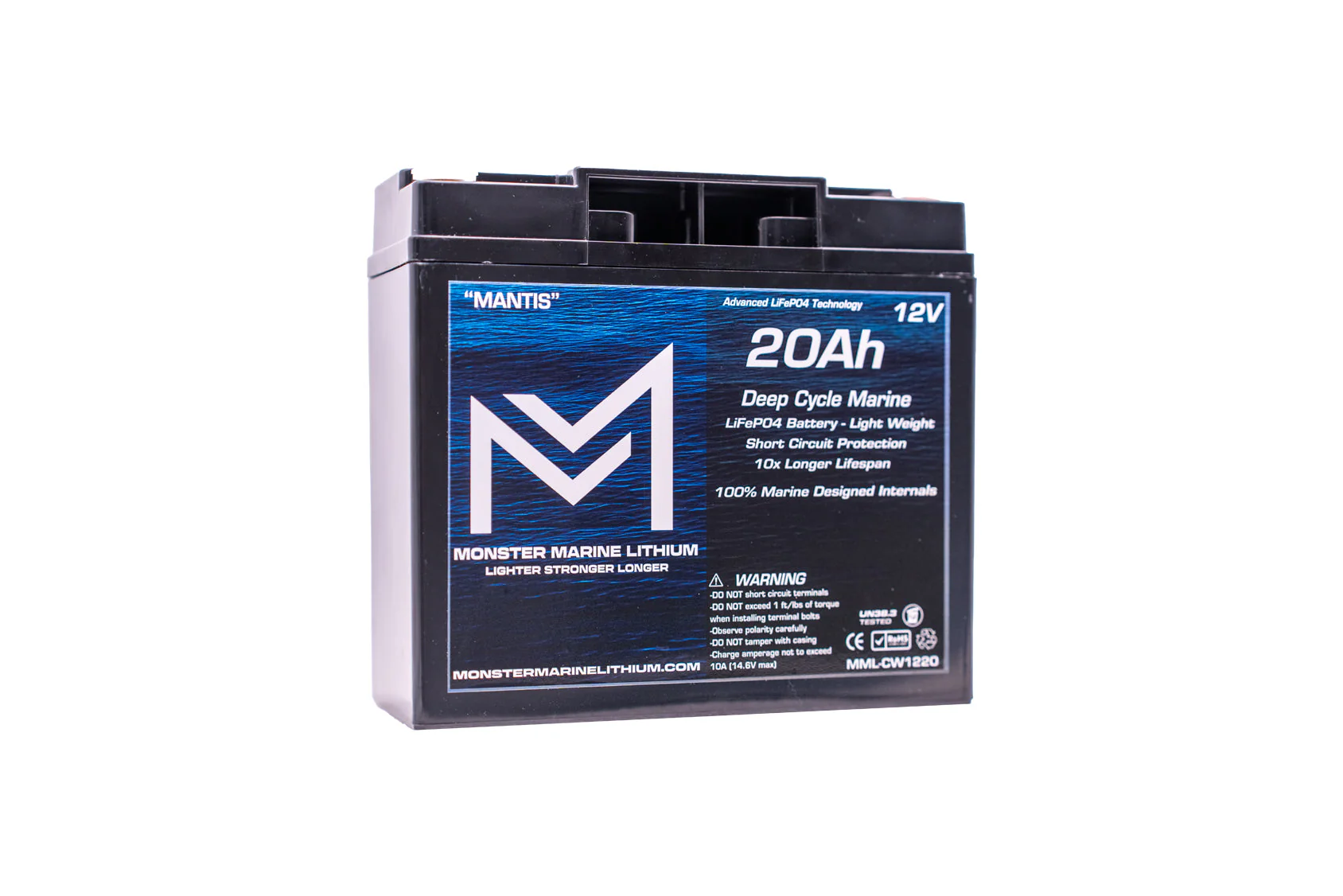 12v 20Ah Deep Cycle Lithium Marine Battery "MANTIS" - Image 2