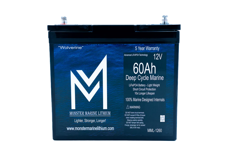 12v 60Ah Deep Cycle Lithium Marine Battery "Wolverine" - MML-1260