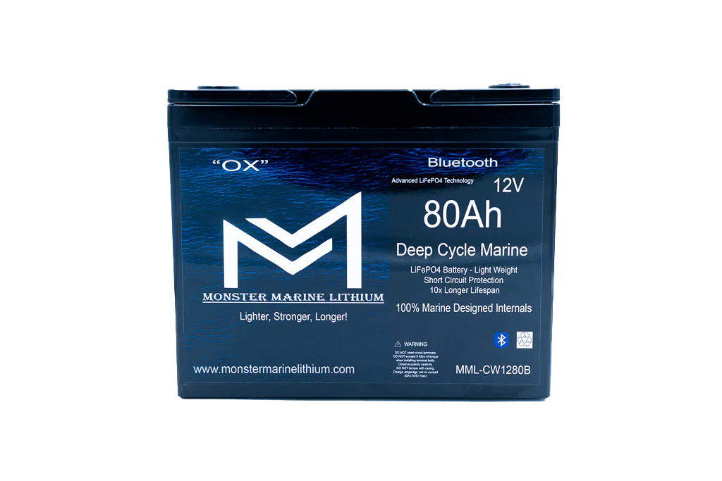 12v 80Ah Bluetooth Deep Cycle Lithium Marine Battery