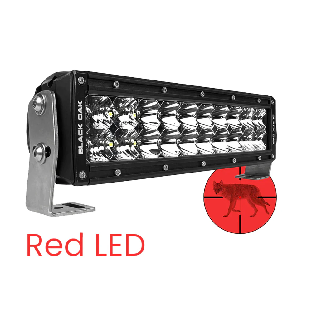 Black Oak 10" Red LED Predator Hunting Light Bar - Combo Optics - Black Housing - Pro Series 3.0 [10R-D3OS] - Image 2