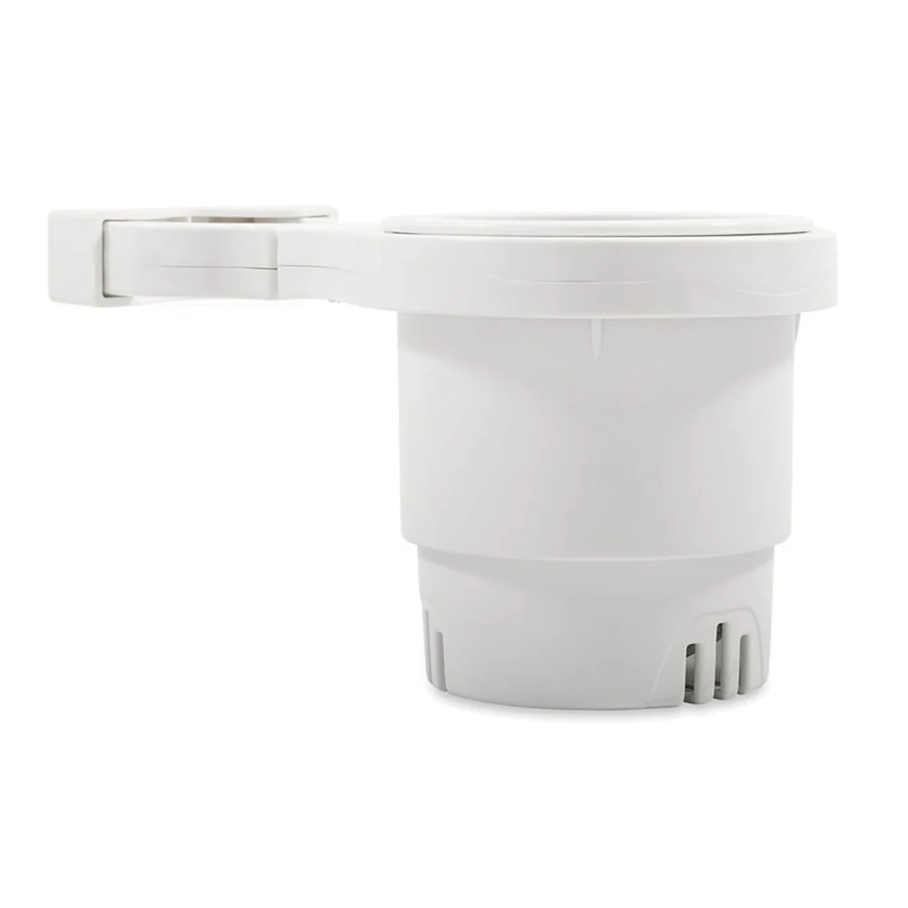 Camco Clamp-On Rail Mounted Cup Holder - Small for Up to 1-1/4" Rail - White  [53086]
