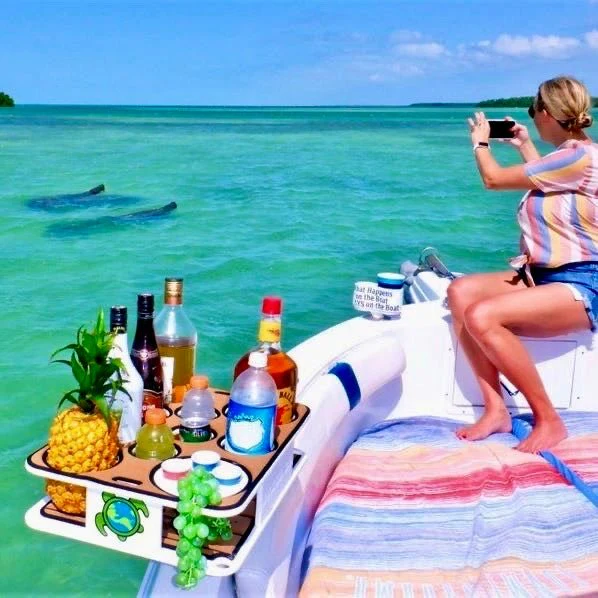 Docktail Boat Table Caddy with Adjustable Rod Holder Mount - Image 3