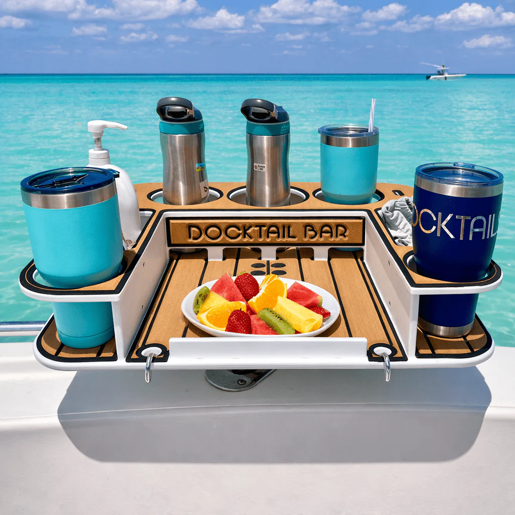 Docktail Butler Table with Rod Holder Mount