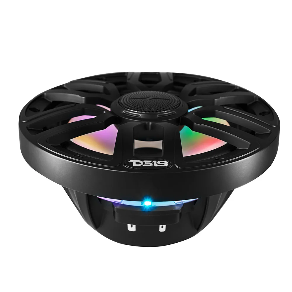 DS18 8" 2-Way Coaxial Marine Speakers w/Digital LED Lights  Bullet Tweeter - Black - 175W, 4-Ohm [NXL-IQ8/BK] - Image 2