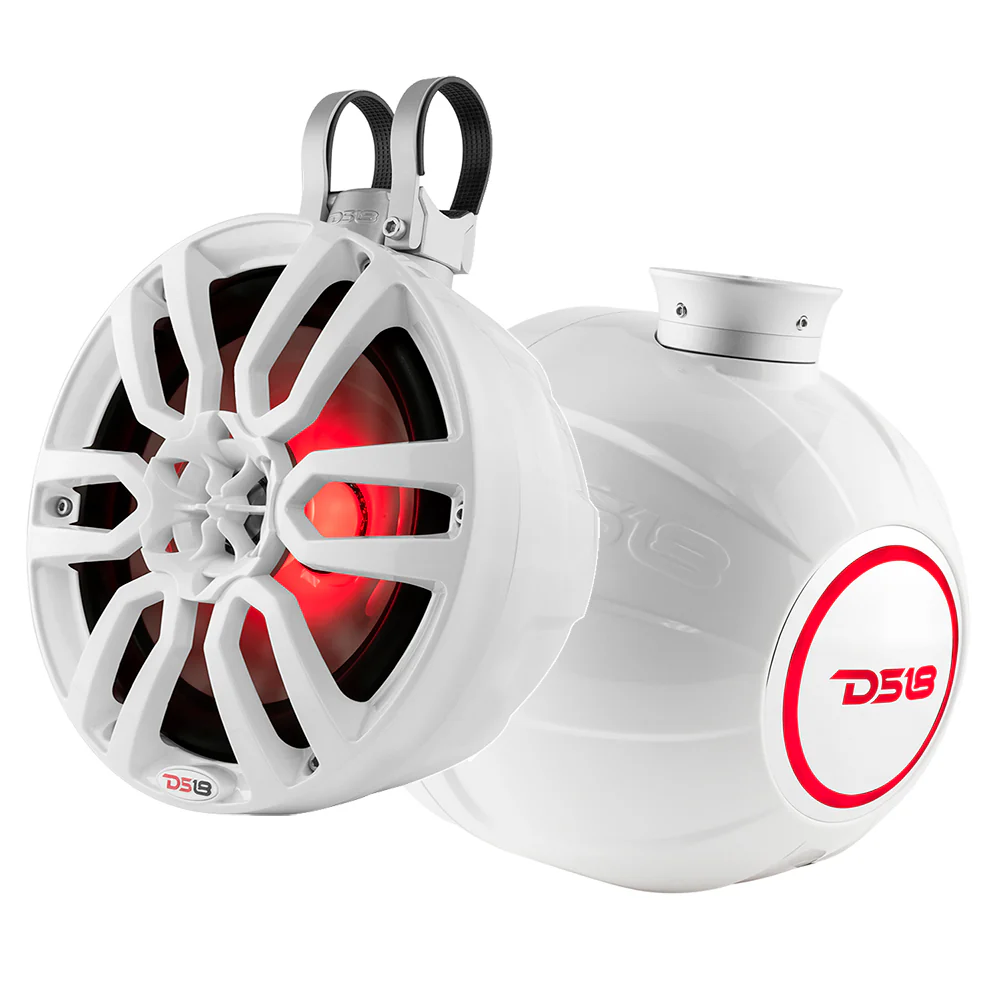 DS18 HYDRO 8" Compact Wakeboard Pod Tower w/RGB Light - 375W - White  [NXL-PS8W]