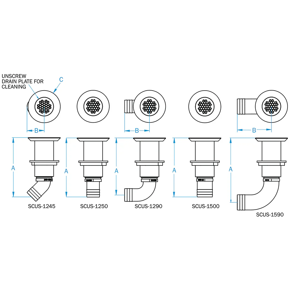 GROCO 1-1/4" Hose Barb Stainless Straight Deck Drain [SCUS-1250] - Image 2
