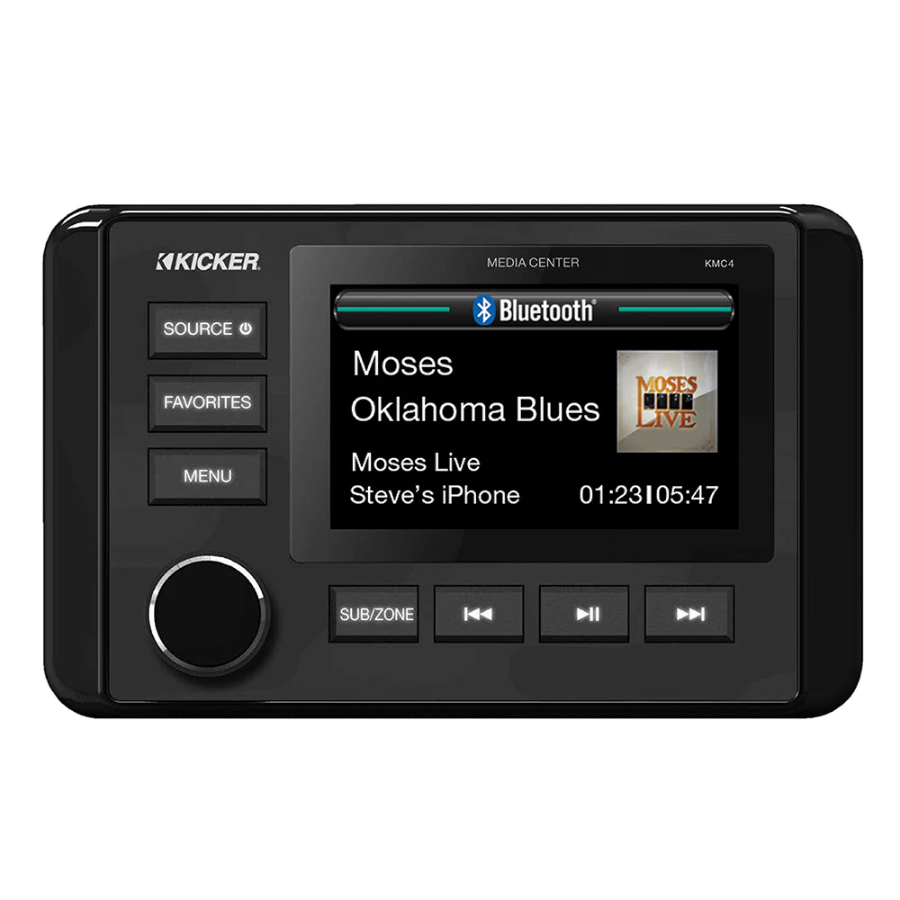 KICKER KMC4 Weather-Resistant Gauge-Style Media Center w/Bluetooth [51KMC4]