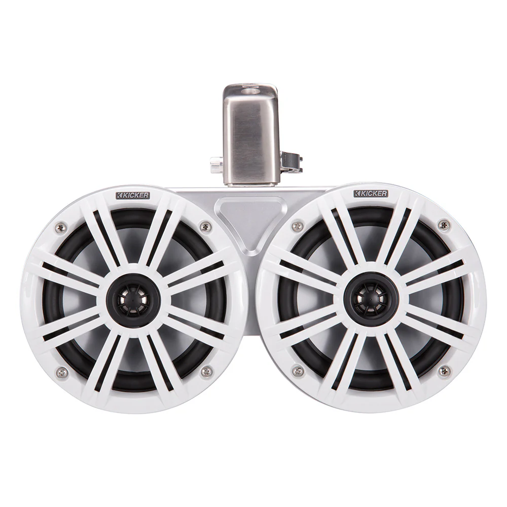 KICKER KMTC65 6.5" LED Coaxial Dual Tower System - White w/White Grille [45KMTDC65W] - Image 2