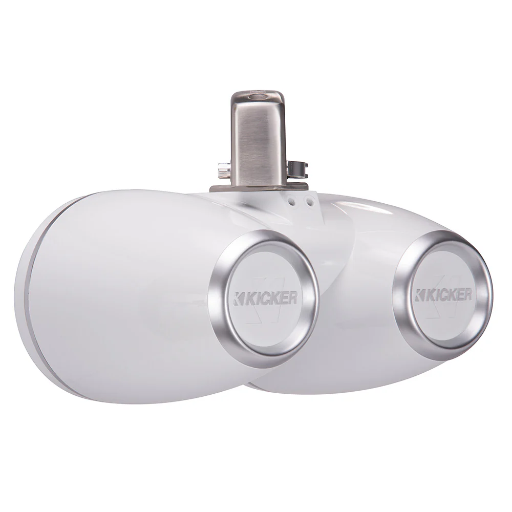KICKER KMTC65 6.5" LED Coaxial Dual Tower System - White w/White Grille [45KMTDC65W] - Image 3