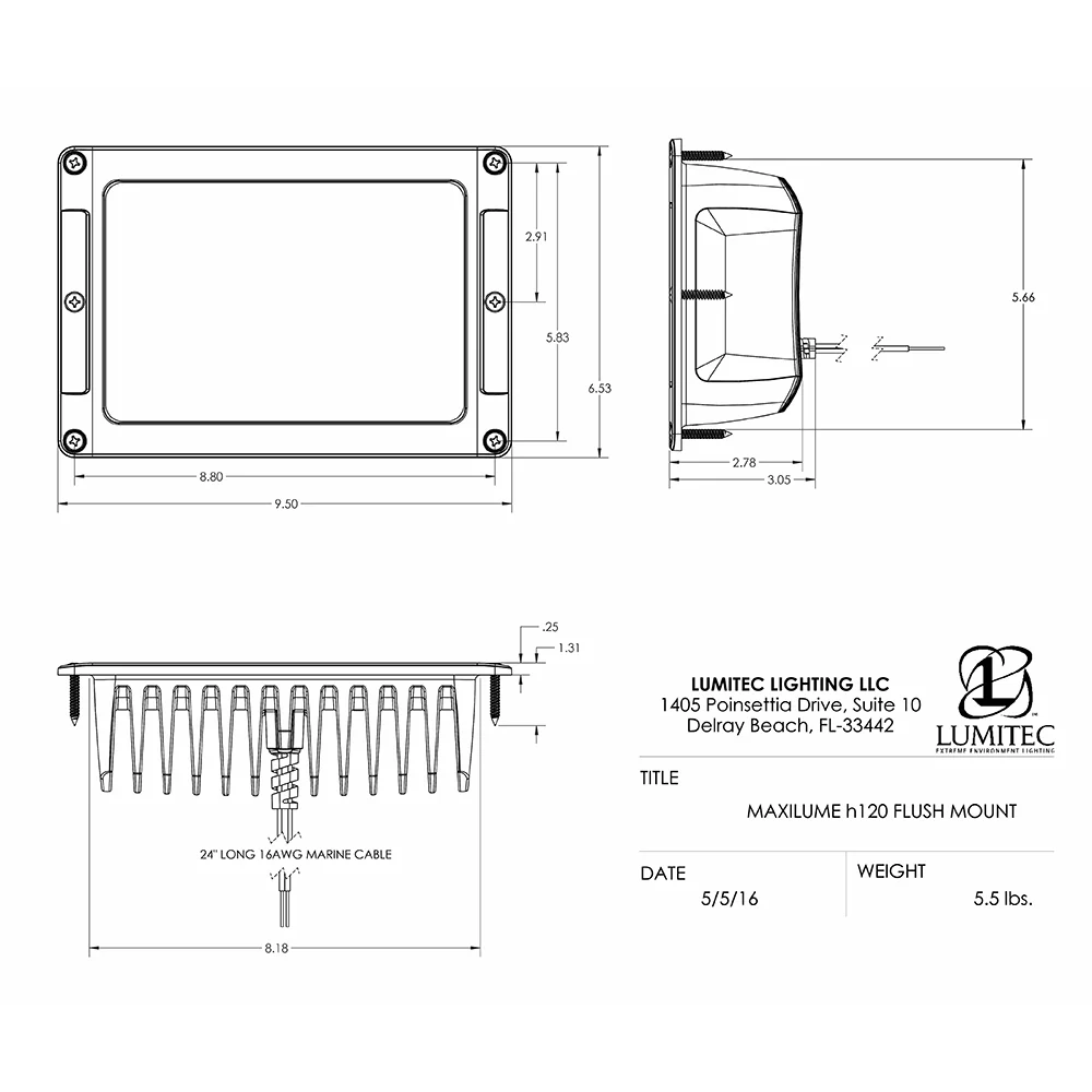 Lumitec Maxillume h120 - Flush Mount Flood Light - White Housing - White Dimming [101348] - Image 3