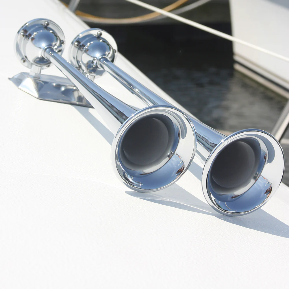 Marinco 12V Chrome Plated Dual Trumpet Air Horn [10106] - Image 2