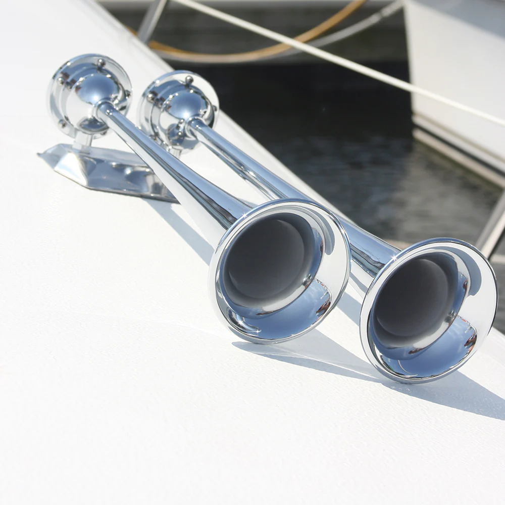 Marinco 24V Chrome Plated Dual Trumpet Air Horn [10624] - Image 2