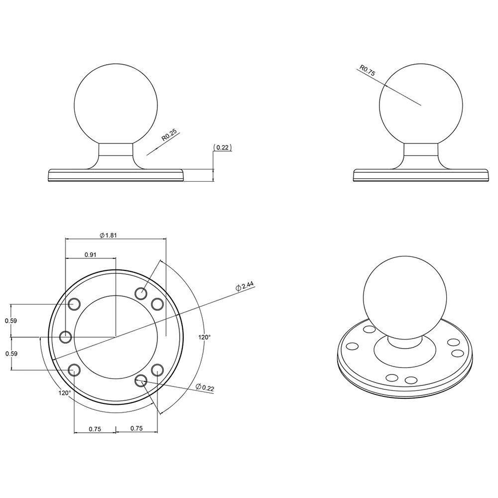 RAM Mount 2-1/2" Diameter Base w/1.5" Ball [RAM-202U] - Image 4