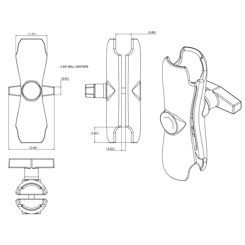 RAM Mount Double Socket Arm f/1.5" Ball Bases [RAM-201U] - Image 3