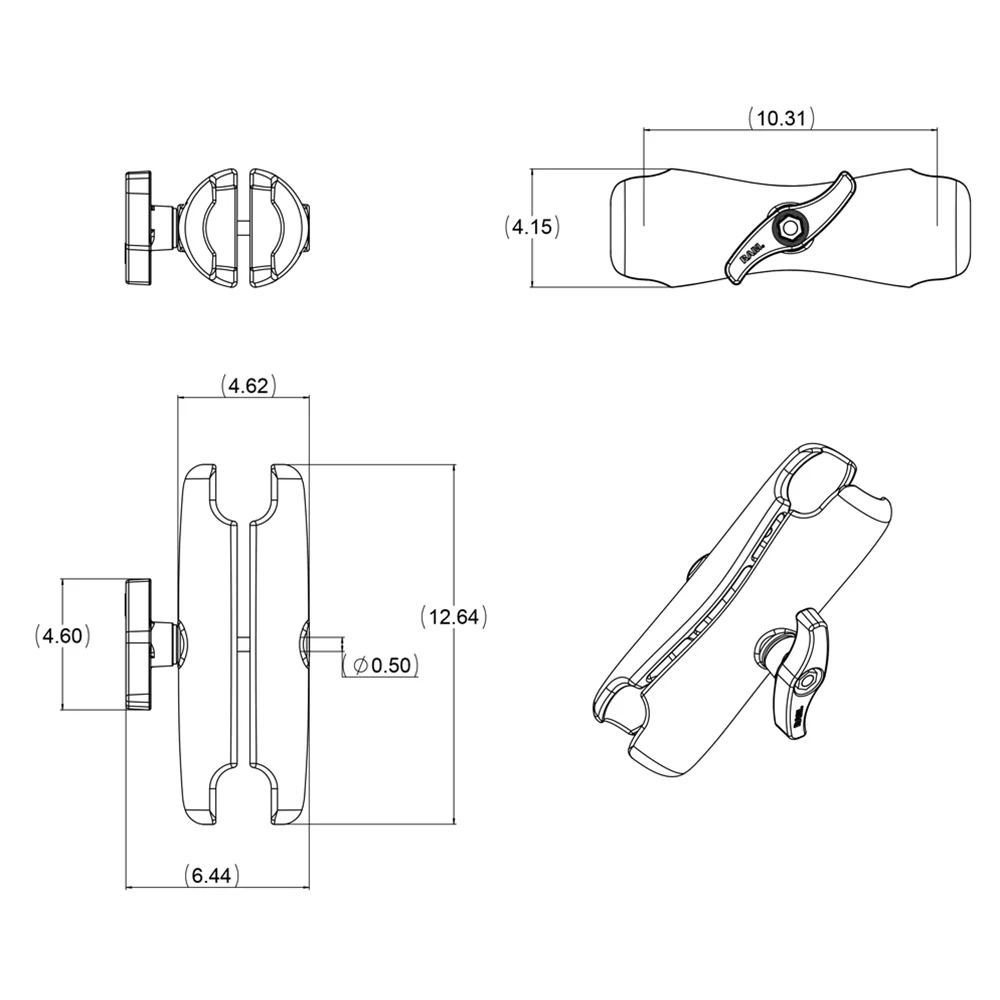 RAM Mount Double Socket Arm f/3.38" E Size Ball Bases [RAM-E-201U] - Image 2