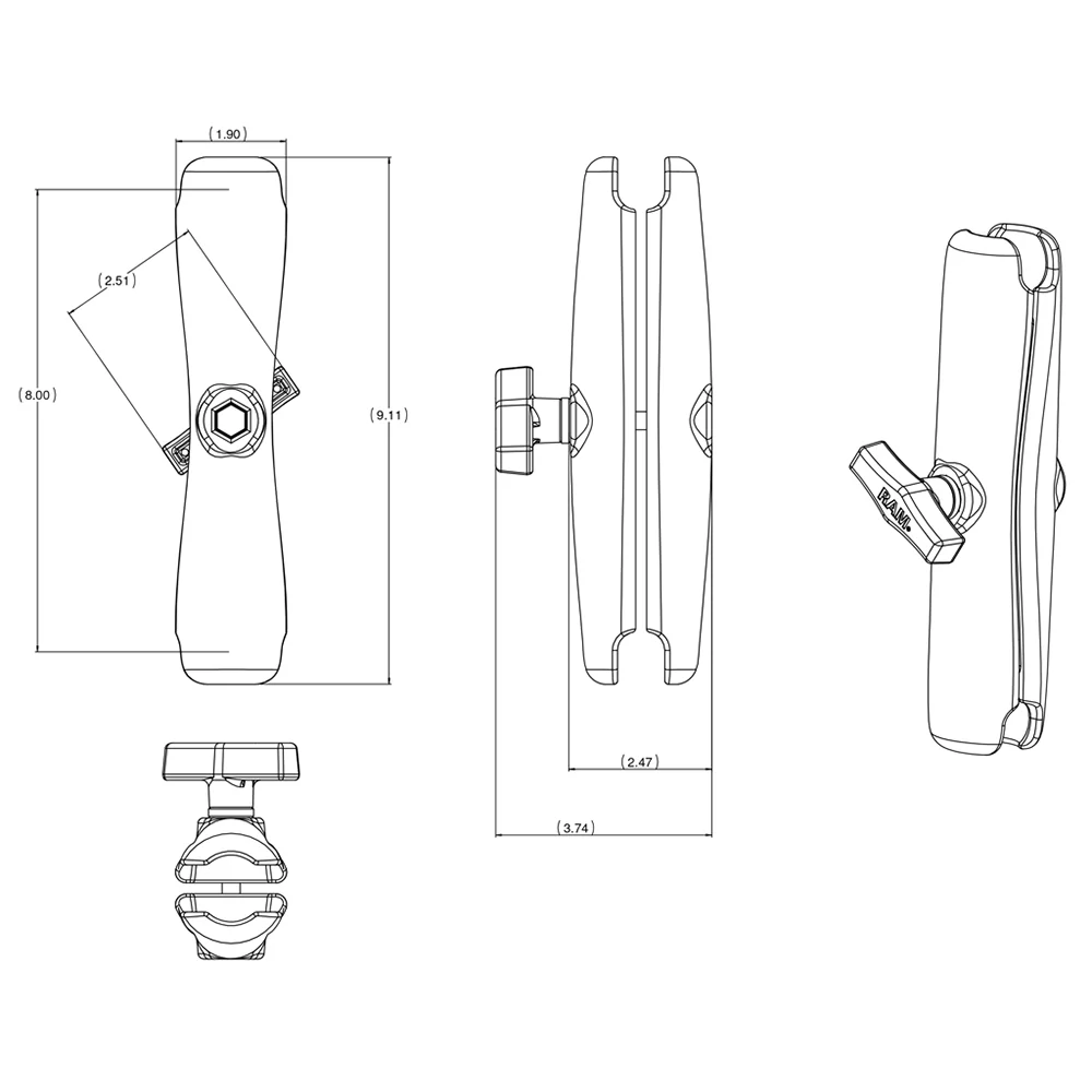 RAM Mount Long Double Socket Arm f/1.5" Ball Bases [RAM-201U-D] - Image 3