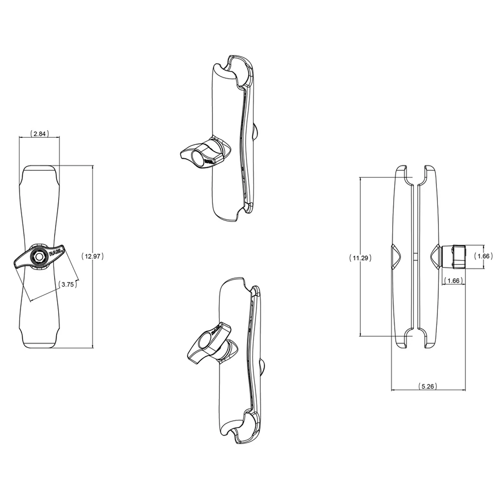 RAM Mount Long Double Socket Arm f/2.25" Ball Bases [RAM-D-201U-E] - Image 2