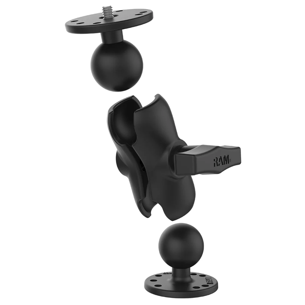 RAM Mount RAM Double Ball Mount w/1/4"-20 Male Thread - Short Arm [RAM-101AU-B] - Image 2