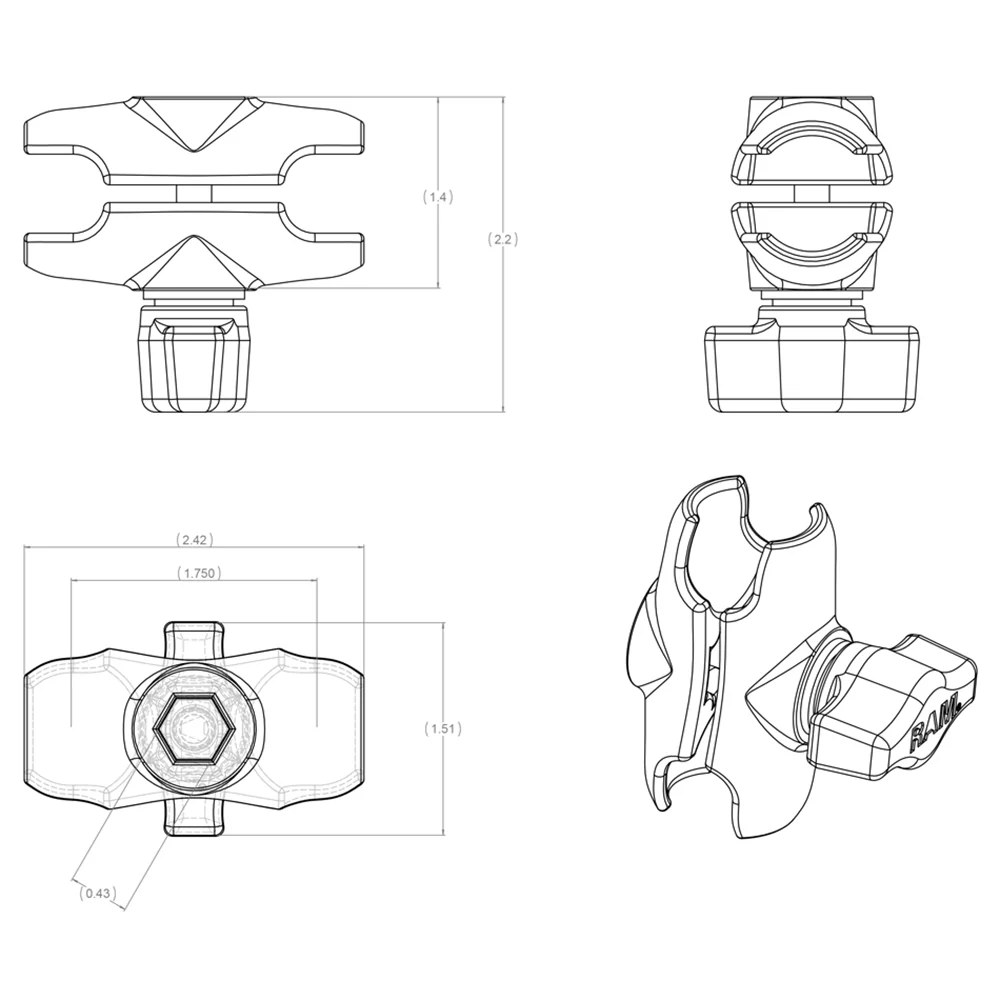 RAM Mount Short Double Socket Arm f/1" Ball Bases [RAM-B-201U-A] - Image 3
