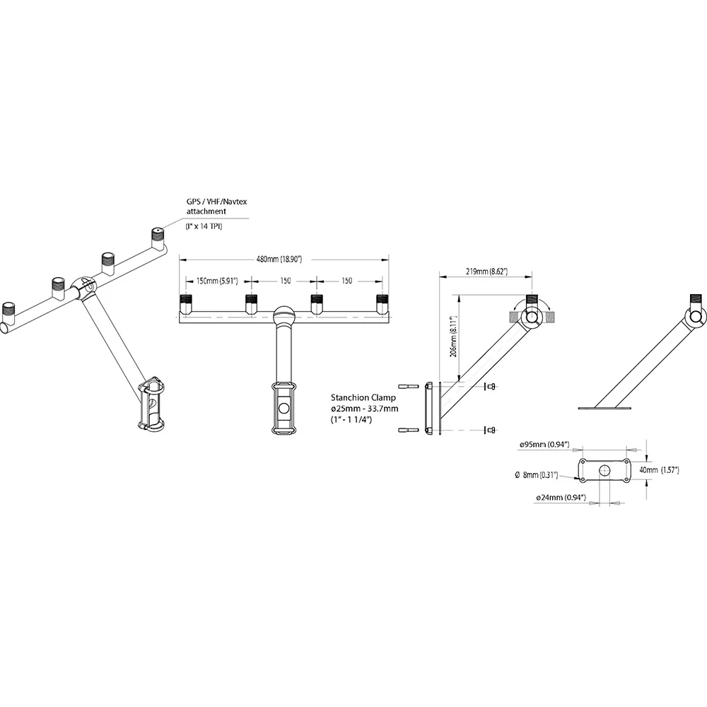 Scanstrut TB-01 T-Bar Mount f/GPS/VHF Antenna [TB-01] - Image 2
