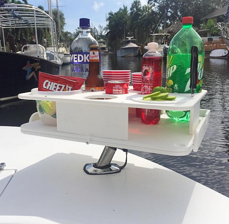 Docktail Boat Table Caddy & Bait Table with Rod Holder Mount - Image 6