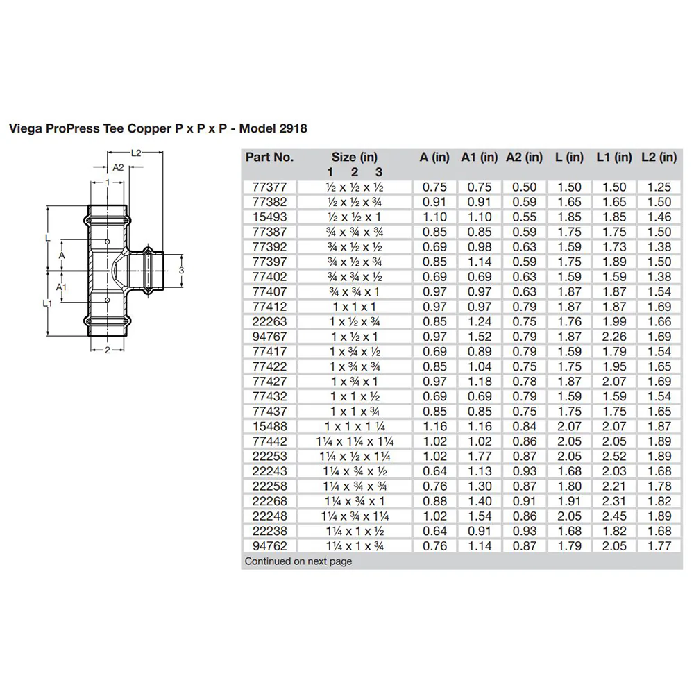 Viega ProPress 1/2" Copper Tee - Triple Press Connection - Smart Connect Technology [77377] - Image 2