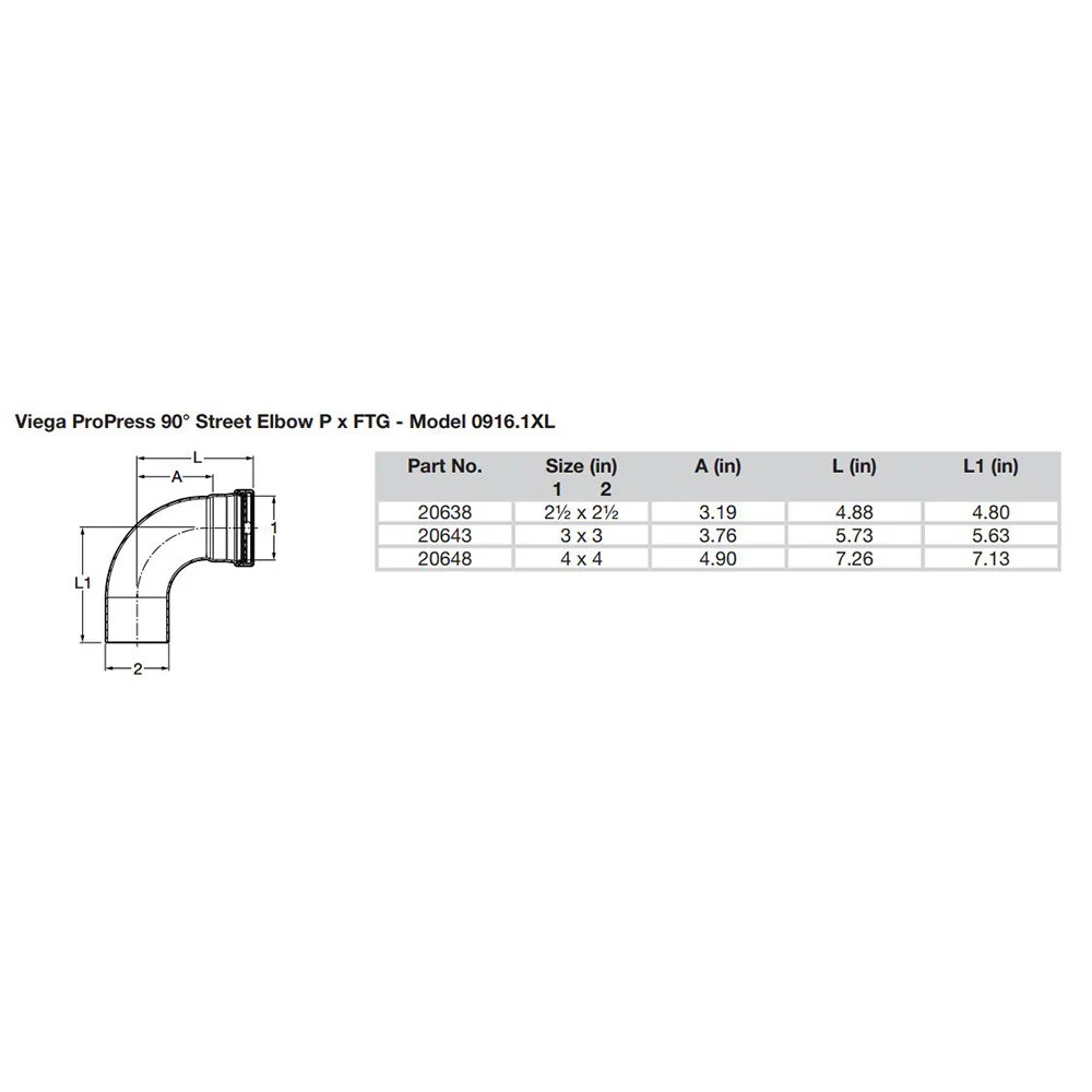 Viega ProPress 2-1/2" - 90 Copper Elbow - Street/Press Connection - Smart Connect Technology [20638] - Image 2