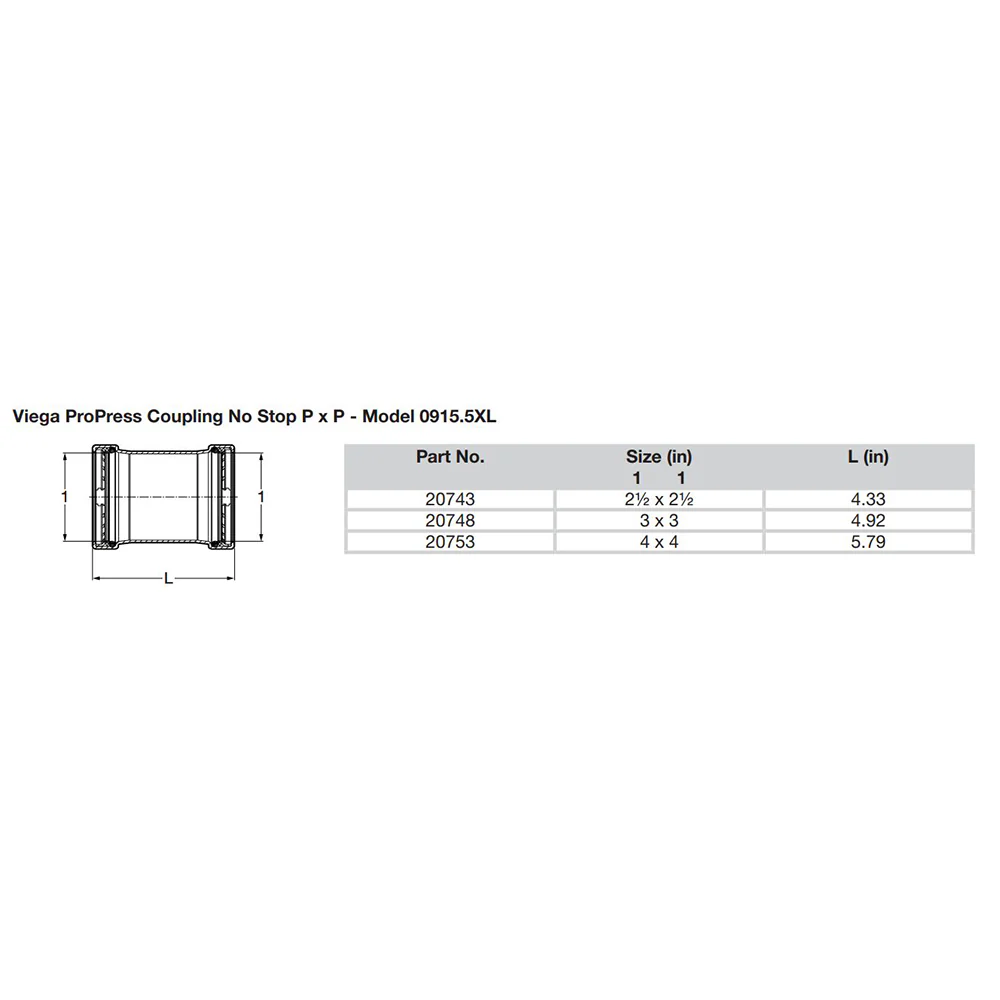 Viega ProPress 2-1/2" Copper Coupling w/o Stop - Double Press Connection - Smart Connect Technology [20743] - Image 2