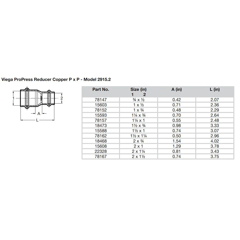 Viega ProPress 2" x 1-1/2" Copper Reducer - Double Press Connection - Smart Connect Technology [78167] - Image 2