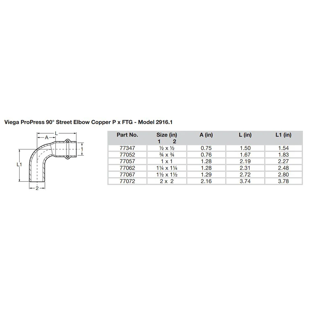 Viega ProPress 3/4" - 90 Copper Elbow - Street/Press Connection - Smart Connect Technology [77052] - Image 2