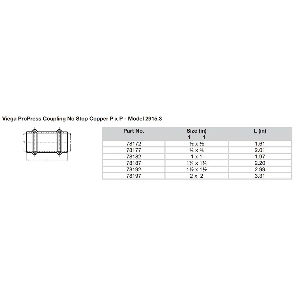 Viega ProPress 3/4" Copper Coupling w/o Stop - Double Press Connection - Smart Connect Technology [78177] - Image 2