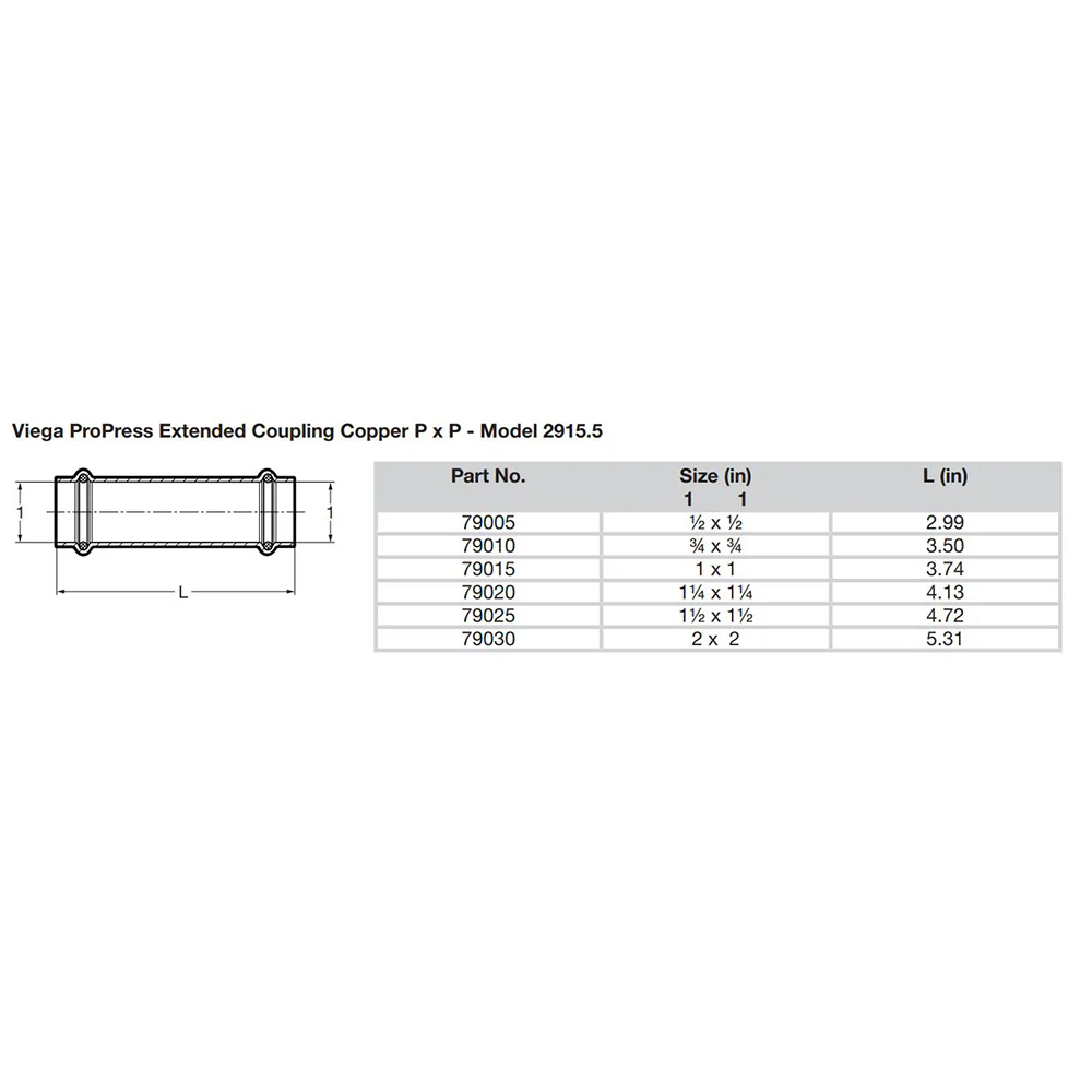 Viega ProPress 3/4" Extended Coupling w/o Stop - Double Press Connection - Smart Connect Technology [79010] - Image 2