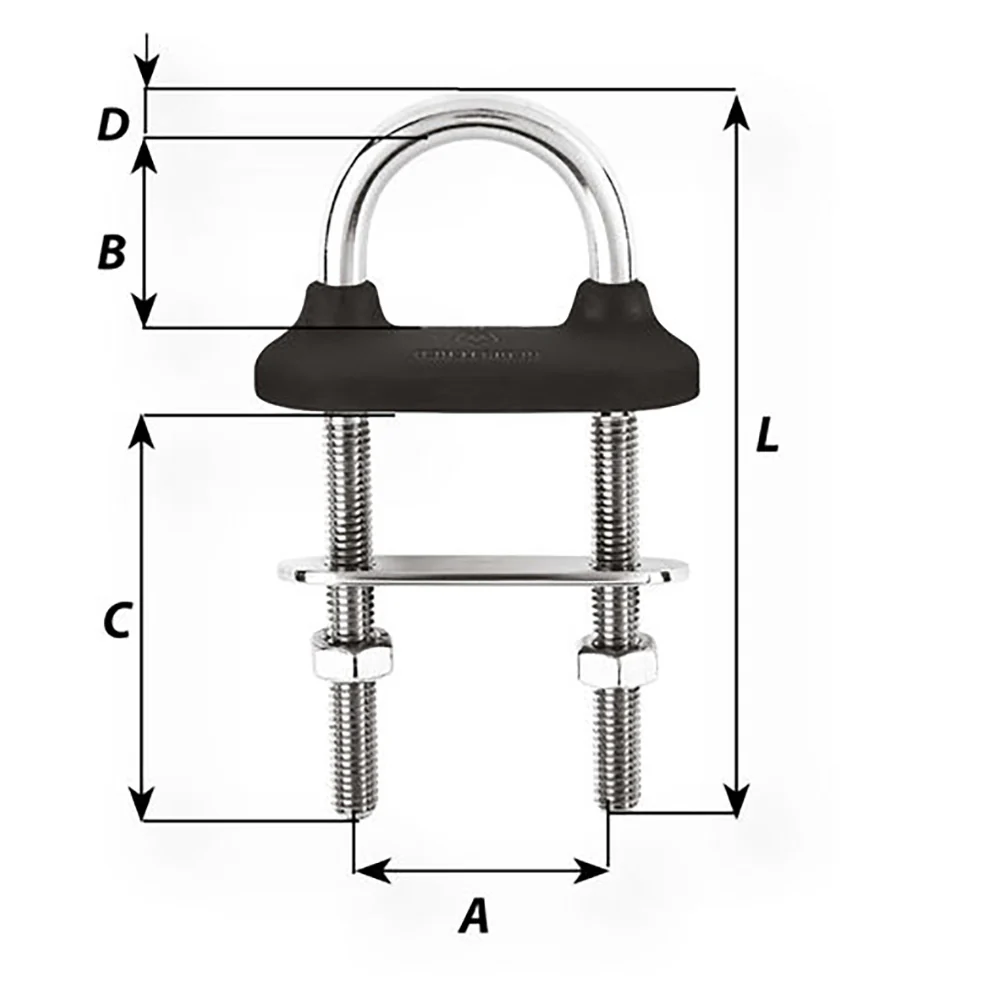 Wichard Black Watertight U-Bolt - 6mm Diameter - 15/64" - 70mm Length - 2-3/4" [65331W] - Image 2