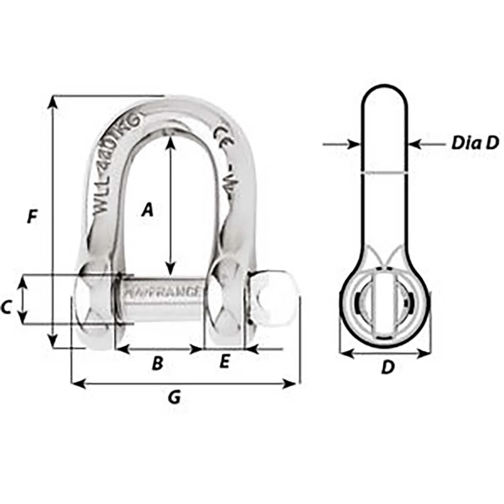 Wichard Captive Pin D Shackle - Diameter 12mm - 15/32" [1406W] - Image 2