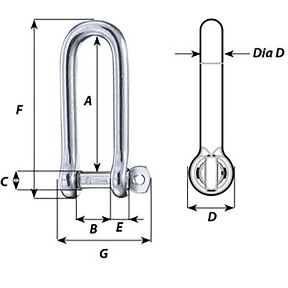 Wichard Captive Pin Long D Shackle - Diameter 6mm - 1/4" [1413W] - Image 2