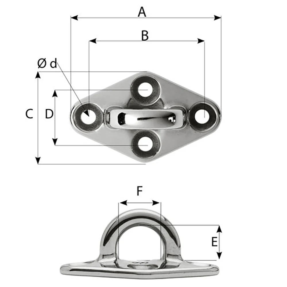 Wichard Diamond Pad Eye - Round - 79mm Length (3-7/64") - M6 Screw [6645W] - Image 2