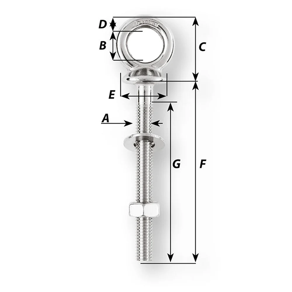 Wichard Eye Bolt - Diameter 9/16" - Length 3-5/32" [6492W] - Image 2
