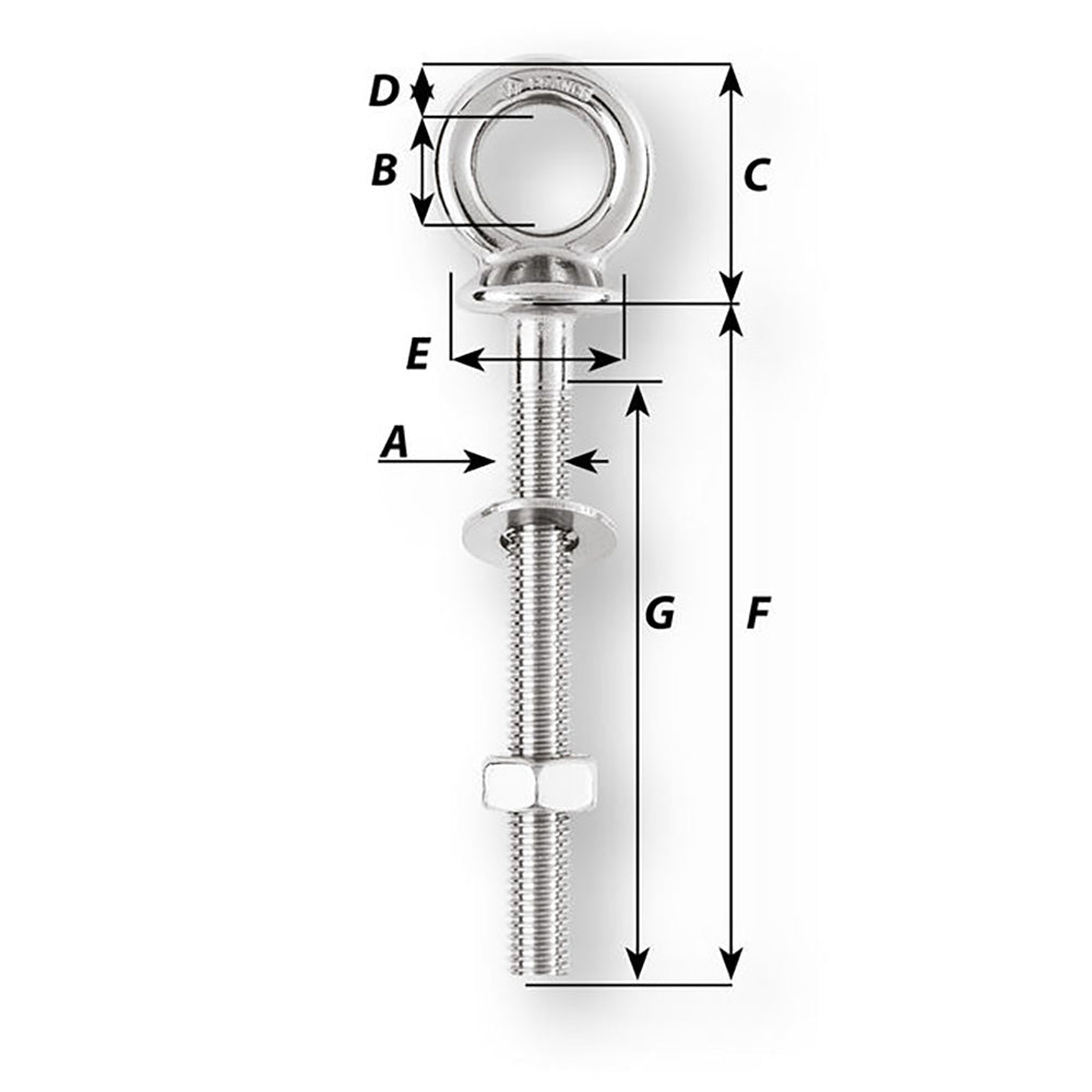 Wichard Eye Bolt - M10 x 150mm - Length 100mm [6495W] - Image 2