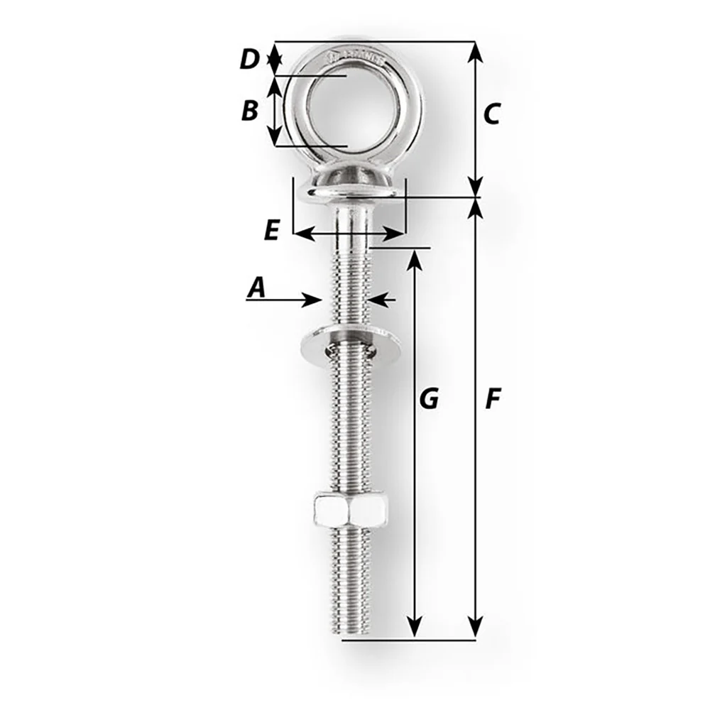 Wichard Eye Bolt - M12 x 175mm - Length 120mm [6497W] - Image 2