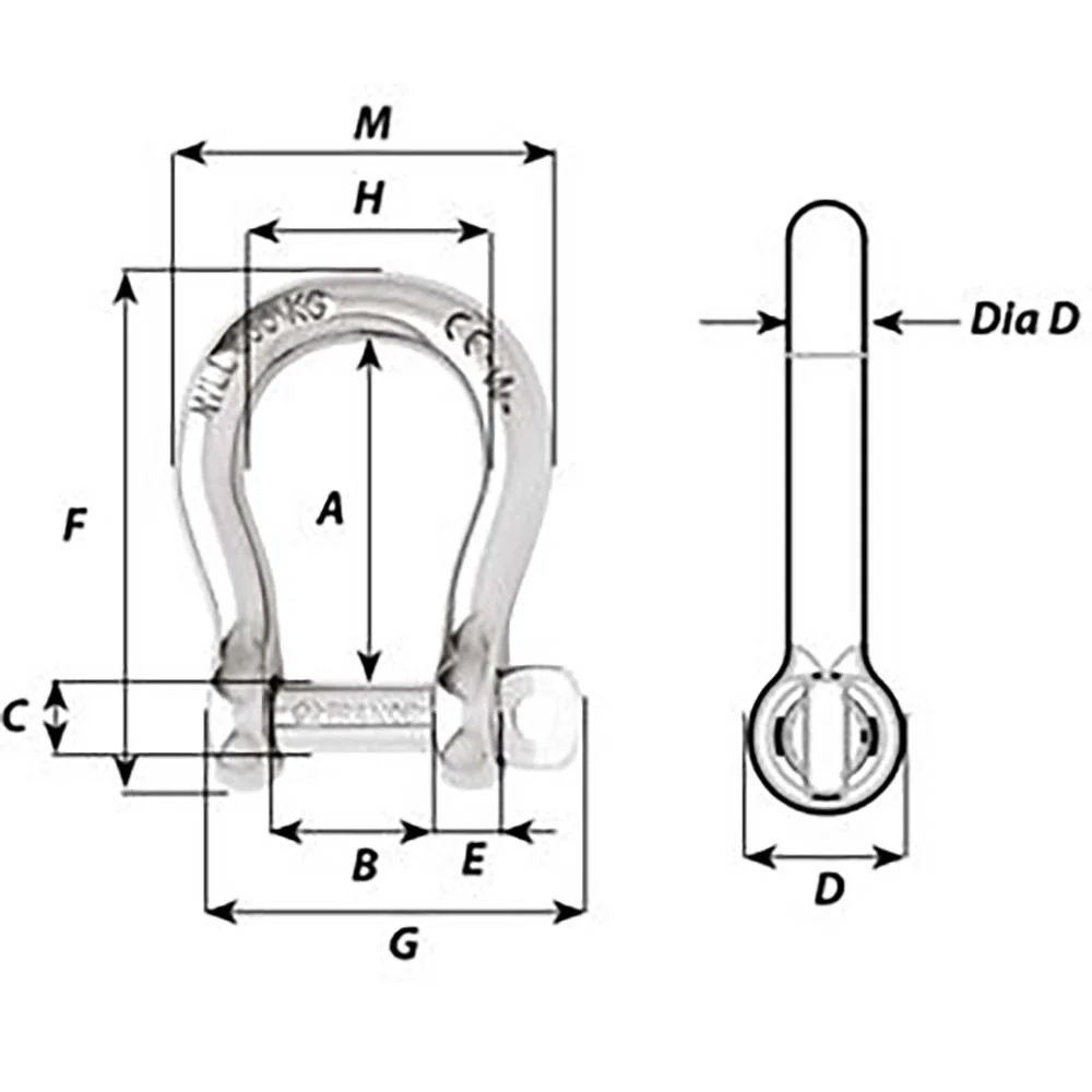 Wichard Self-Locking Bow Shackle - Diameter 5mm - 3/16" [1242W] - Image 2