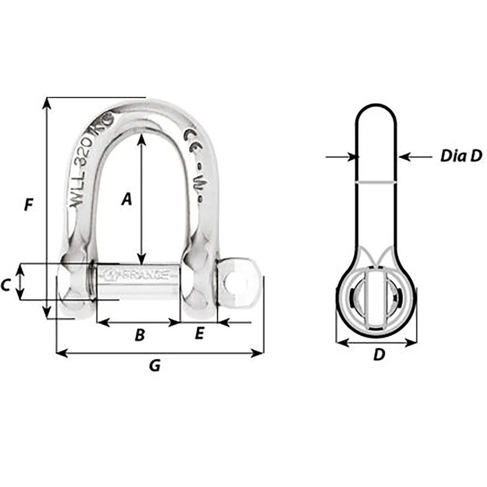 Wichard Self-Locking D Shackle - 12mm Diameter - 15/32" [1206W] - Image 2