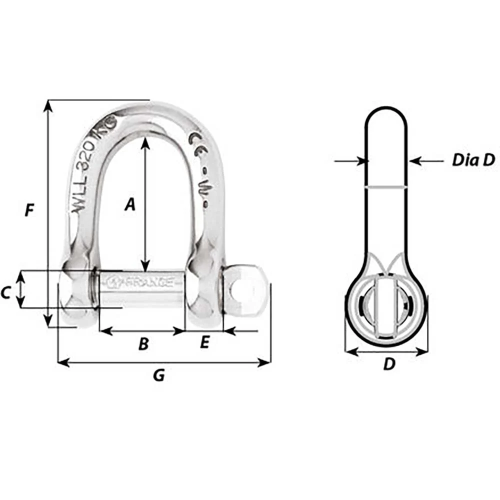 Wichard Self-Locking D Shackle - Diameter 4mm - 5/32" [1201W] - Image 2