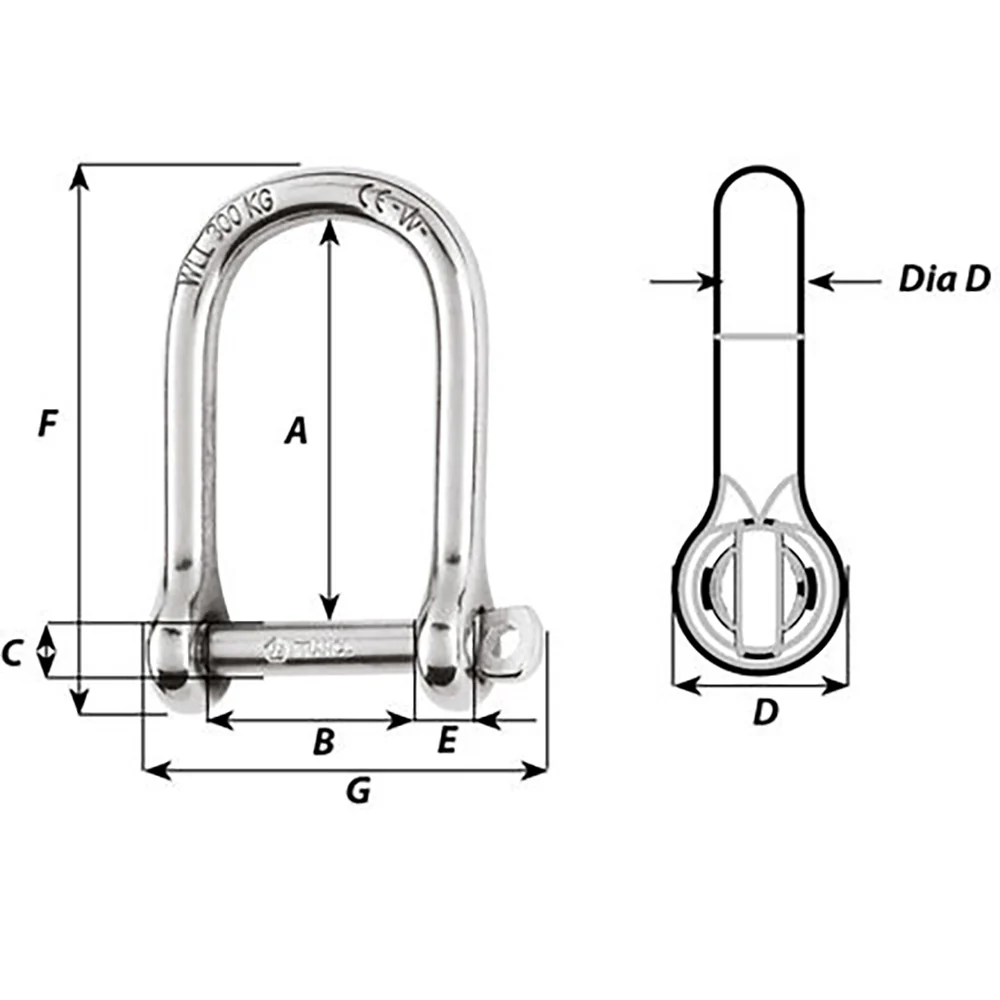Wichard Self-Locking Large Opening Shackle - 6mm Diameter - 1/4" [1263W] - Image 2