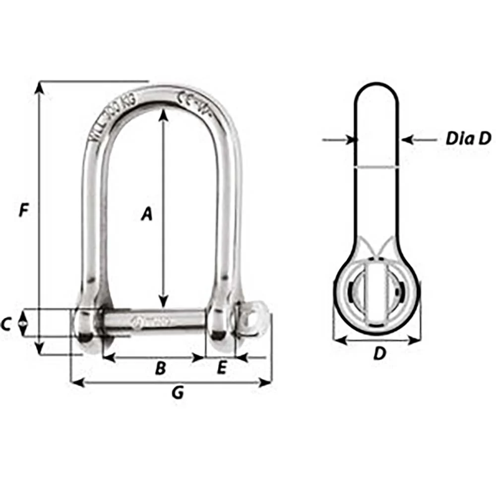 Wichard Self-Locking Large Shackle - Diameter 5mm - 3/16" [1262W] - Image 2