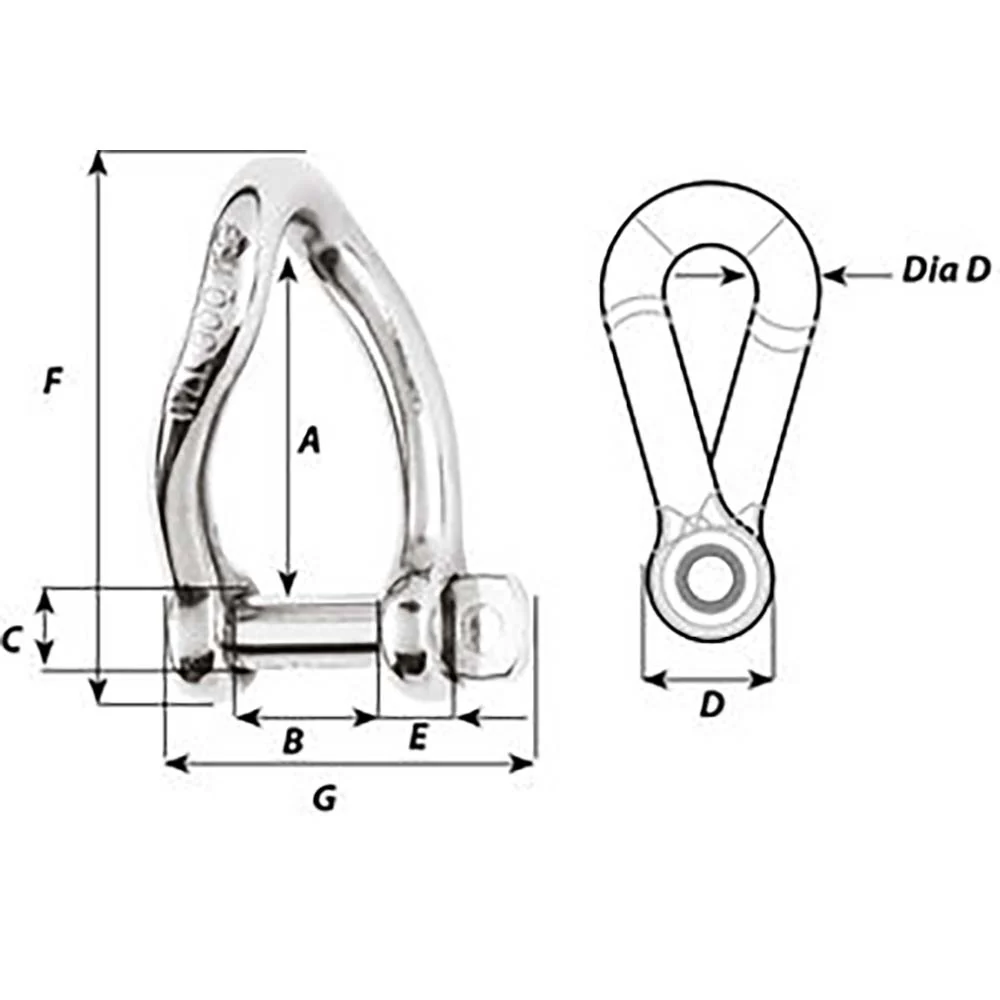 Wichard Self-Locking Twisted Shackle - Diameter 6mm - 1/4" [1223W] - Image 2