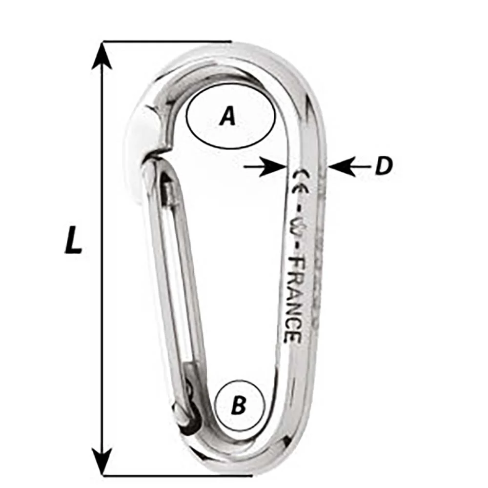 Wichard Symmetric Carbine Hook Without Eye - Length 100mm - 13/32" [2336W] - Image 2