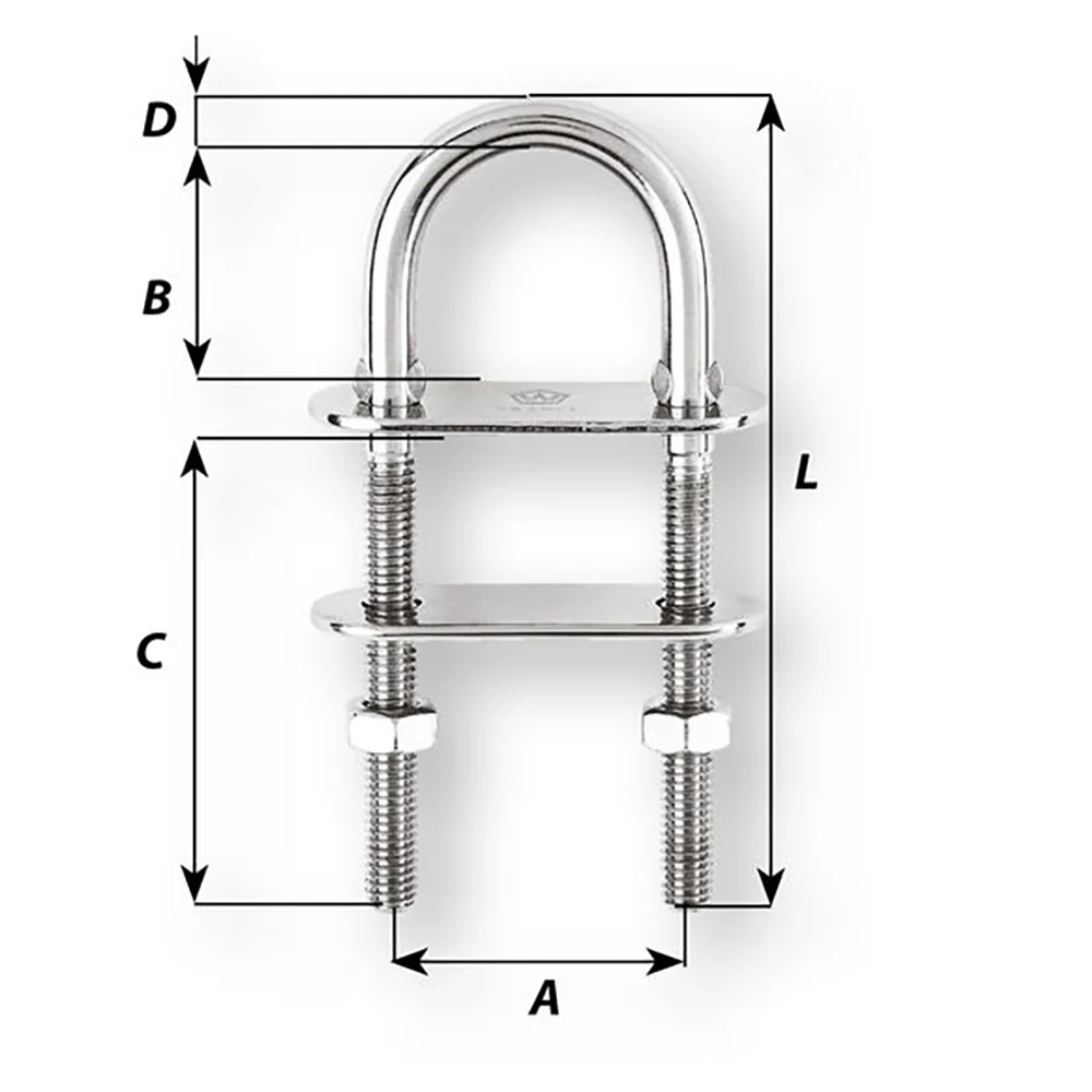 Wichard U-Bolt Pad Eye - 6mm Diameter - 15/64" - 70mm Length - 2-3/4" [6513W] - Image 2